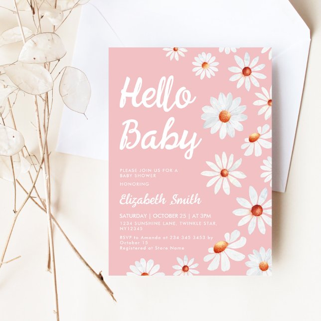 Invitación Daisy Pink Chica Baby Shower (Subido por el creador)