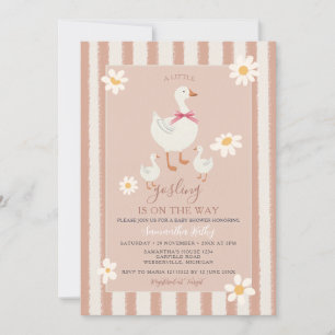 Invitación Daisy Pink Strite Cute Little Gosling Baby Shower