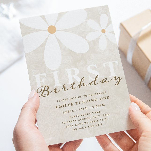 Invitación Daisy primer cumpleaños Fiesta temática (Subido por el creador)
