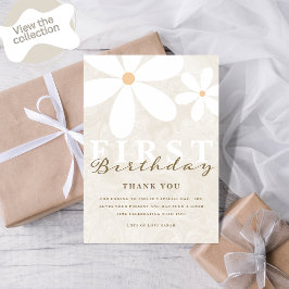 Invitación Daisy Primer Cumpleaños Fiesta Temática Gracias Ta