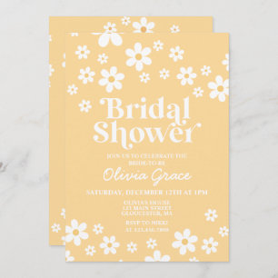 Invitación Daisy Retro amarillo Floral Bridal Shower Invitaci