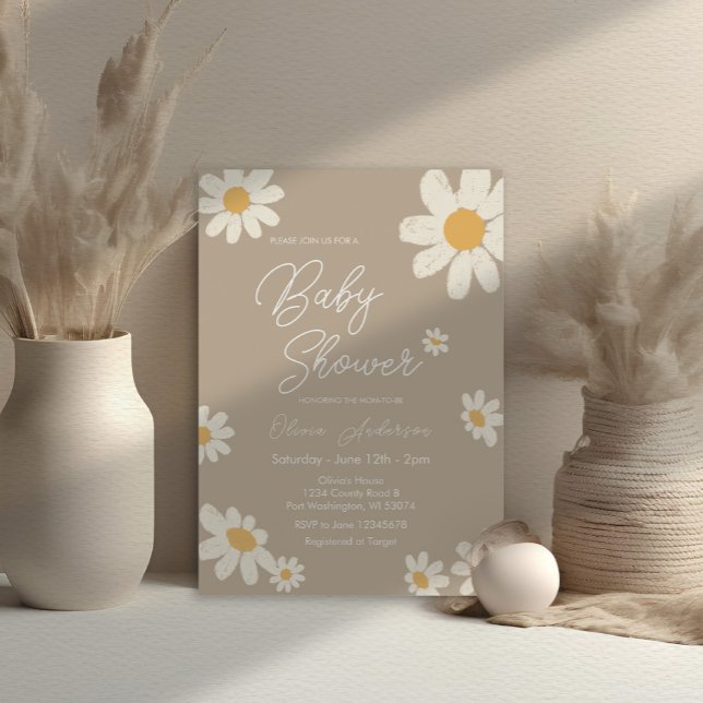 Invitación Daisy Retro Boho Baby Shower (Subido por el creador)