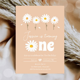 Invitación Daisy Retro Boho Fiesta Sand Chica Primer cumpleañ