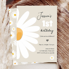 Invitación Daisy Retro Boho Fiesta Sand Chica Primer cumpleañ