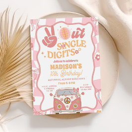 Invitación Daisy & Retro Van Pastel Groovy Fiesta de Cumpleañ