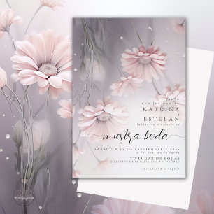 Invitación Daisy rosa / Boda rosada de la margarita