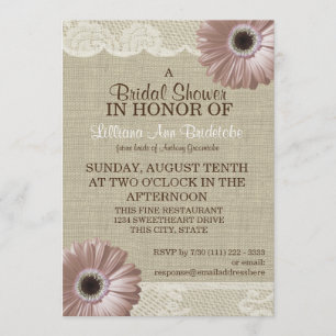 Invitación Daisy rosa de Rubor y ducha de novia de encaje