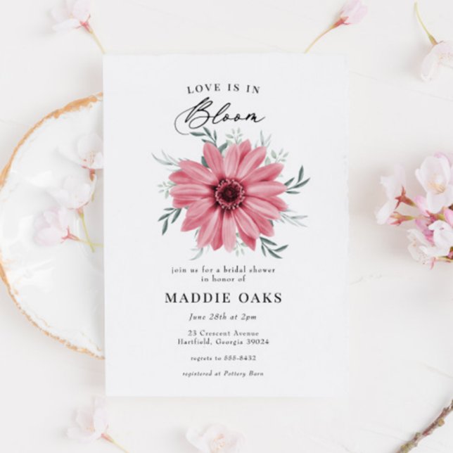 Invitación Daisy rosa "El amor está en flor" ducha de novia (Subido por el creador)