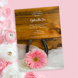 Invitación Daisy Rosa Horseshoe Country Western Bridal Shower