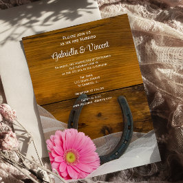 Invitación Daisy rosa y Boda occidental del país hispano-herr