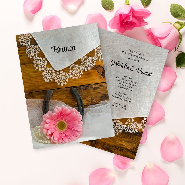 Invitación Daisy rosa y brunch del Boda postnatal (Subido por el creador)