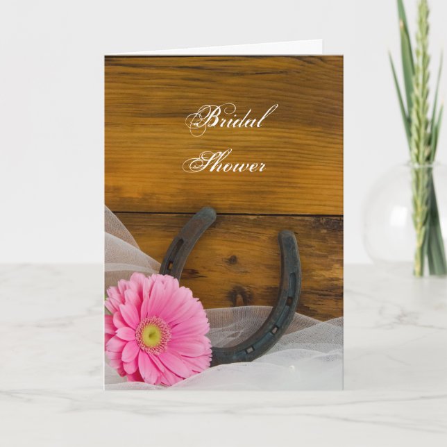 Invitación Daisy rosa y ducha de novias occidentales herradur (Anverso)