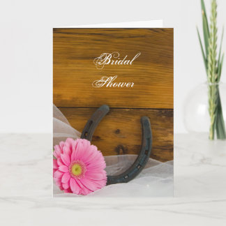 Invitación Daisy rosa y ducha de novias occidentales herradur