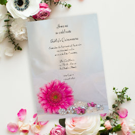 Invitación Daisy rosado y botones Fiesta Quinceañera