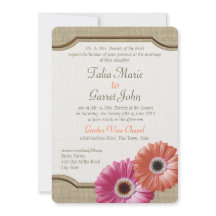 Daisy Rustic Burlap Coral y Pink