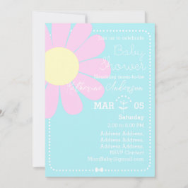 Invitación Daisy Simple Baby Shower Blue