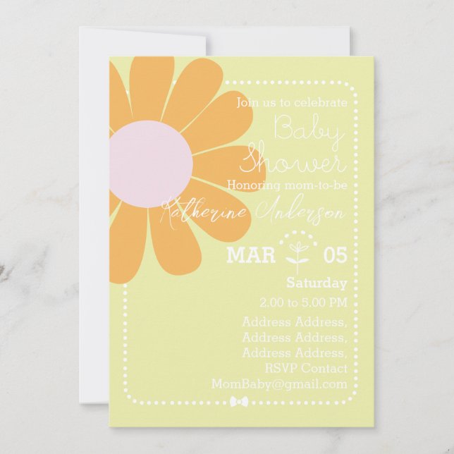 Invitación Daisy Simple Baby Shower Green (Anverso)