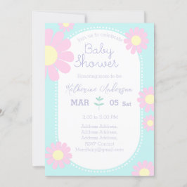 Invitación Daisy Simple Baby Shower Pastel Azul