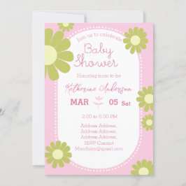 Invitación Daisy Simple Baby Shower Pastel Rosa