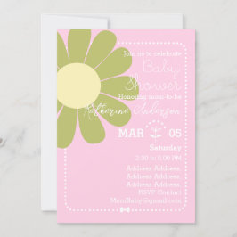 Invitación Daisy Simple Baby Shower Pink