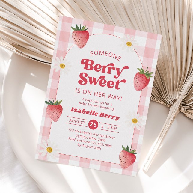 Invitación Daisy Strawberry Berry Sweet Baby Shower (Subido por el creador)