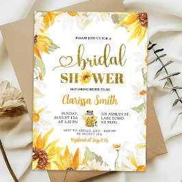Invitación Daisy Summer Sunflower Gold Bee Bridal Shower