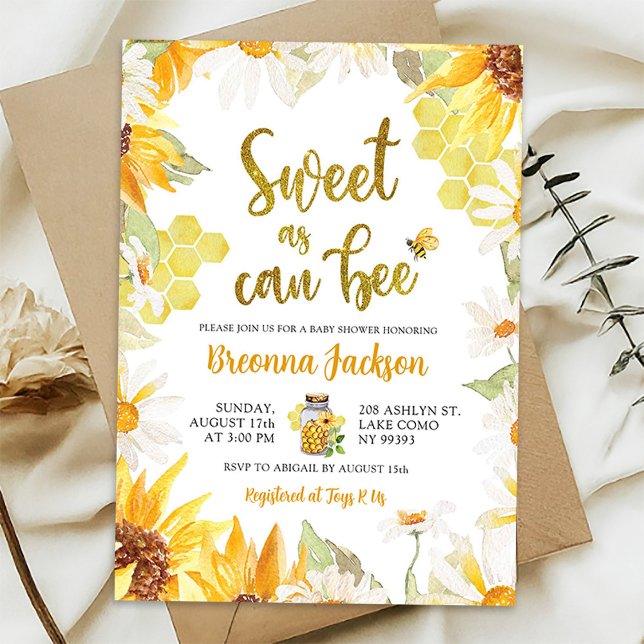 Invitación Daisy Sunflower Sweet al igual que Bee Baby Shower (Subido por el creador)