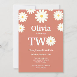 Invitación Daisy Terracota Bohemio Segundo cumpleaños fiesta