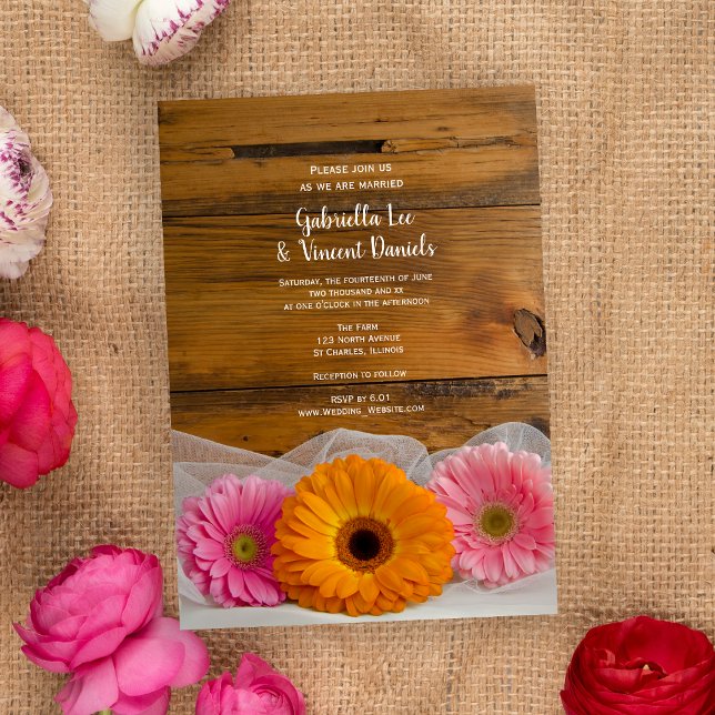 Invitación Daisy Trio Country Barn Boda (Subido por el creador)