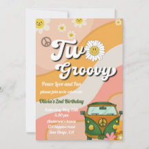 Daisy Two Groovy Birthday Invitation, cumpleaños 7