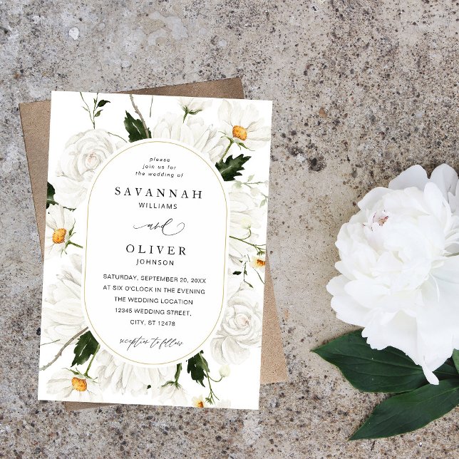 Invitación Daisy White Floral Boda V3 (Subido por el creador)