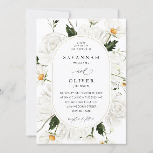 Invitación Daisy White Floral Boda V3