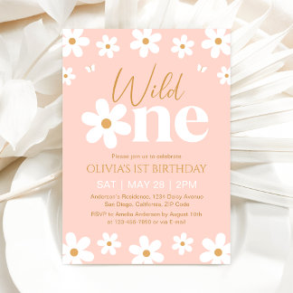 Invitación Daisy Wild One 1st Birthday Invitation