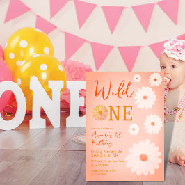 Invitación Daisy Wild One First Birthday Chica Floral
