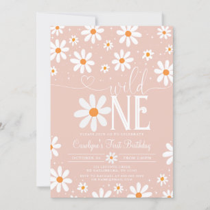 Invitación Daisy Wild One First Birthday Party Invitation