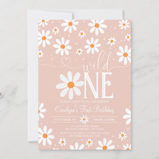 Invitación Daisy Wild One First Birthday Party Invitation