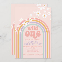 Invitación Daisy Wild Un boho arco iris floral primer cumplea