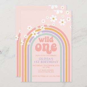 Invitación Daisy Wild Un boho arco iris floral primer cumplea