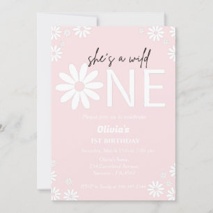 Invitación Daisy wild un fiesta bohemio primer cumpleaños inv