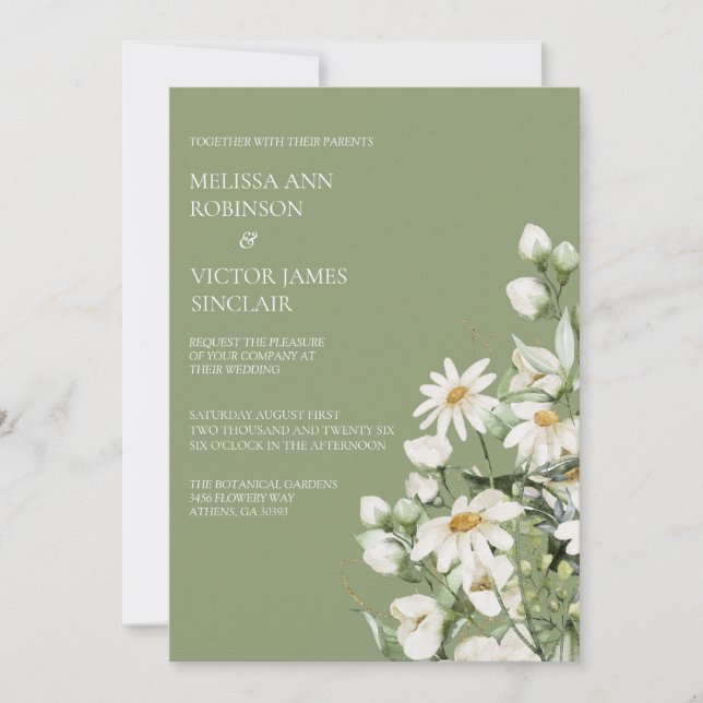 Invitación Daisy Wildflower Boho Wedding Invitation (Anverso)