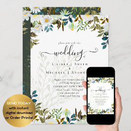 Invitación Daisy Wildflowers Greenery Boda