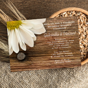 Invitación Daisy y Barn Wood Parejas Wedding Ducha