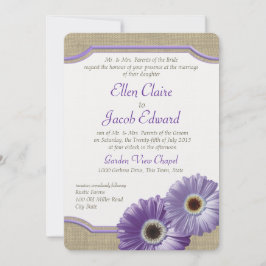 Invitación Daisy y Burlap Lavender Purple