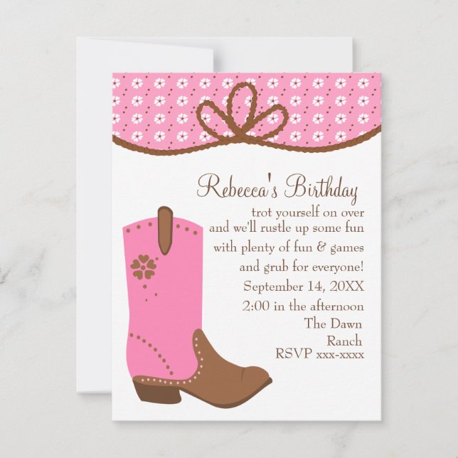 Invitación Daisy y Lasso Cowgirl Boot (Anverso)