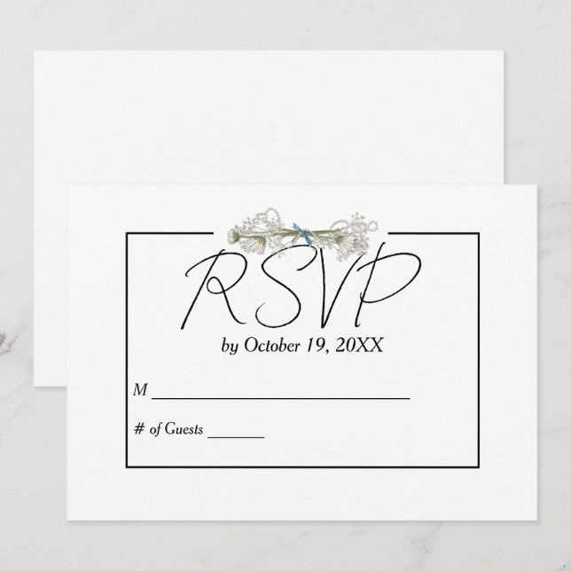 Invitación Daisy y Perlas RSVP Boda  (Anverso / Reverso)
