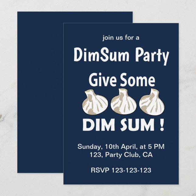 Invitación Dale una fiesta de dim sum (Anverso / Reverso)