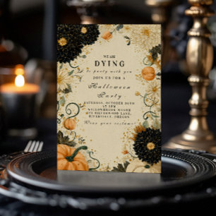 Invitación Dalia de calabaza encantada de Halloween
