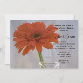 Invitación Dalia Naranja en Jarrón Desayuno Post Boda