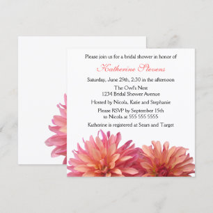 Invitación Dalia Pintada en Rosa y Coral Baby Shower