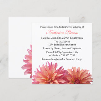 Invitación Dalia Pintada en Rosa y Coral Baby Shower